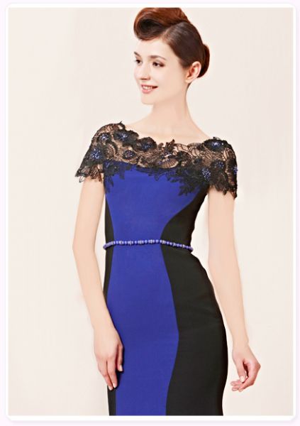 Cod.: 30016 - Vestido de Festa Color Block Estilo Fishtail